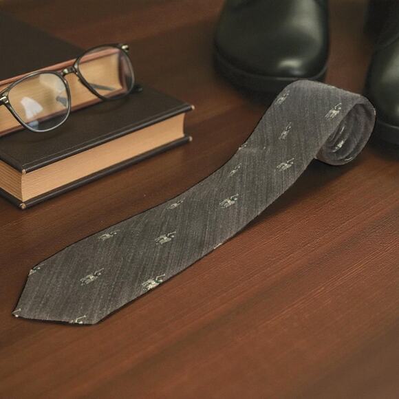 Robert Talbott VTG Silk & Wool Blend Gray Polo Classic Width Necktie Tie Horne's - Picture 1 of 7